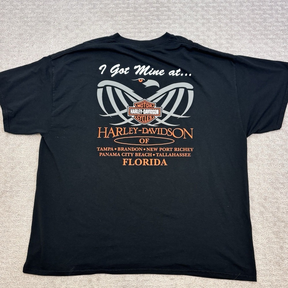 Harley Davidson Of Florida T Shirt Black Graphic Tee Men's 2XL Tampa ETC